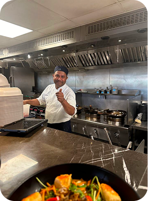 Chef Raj in the kitchen